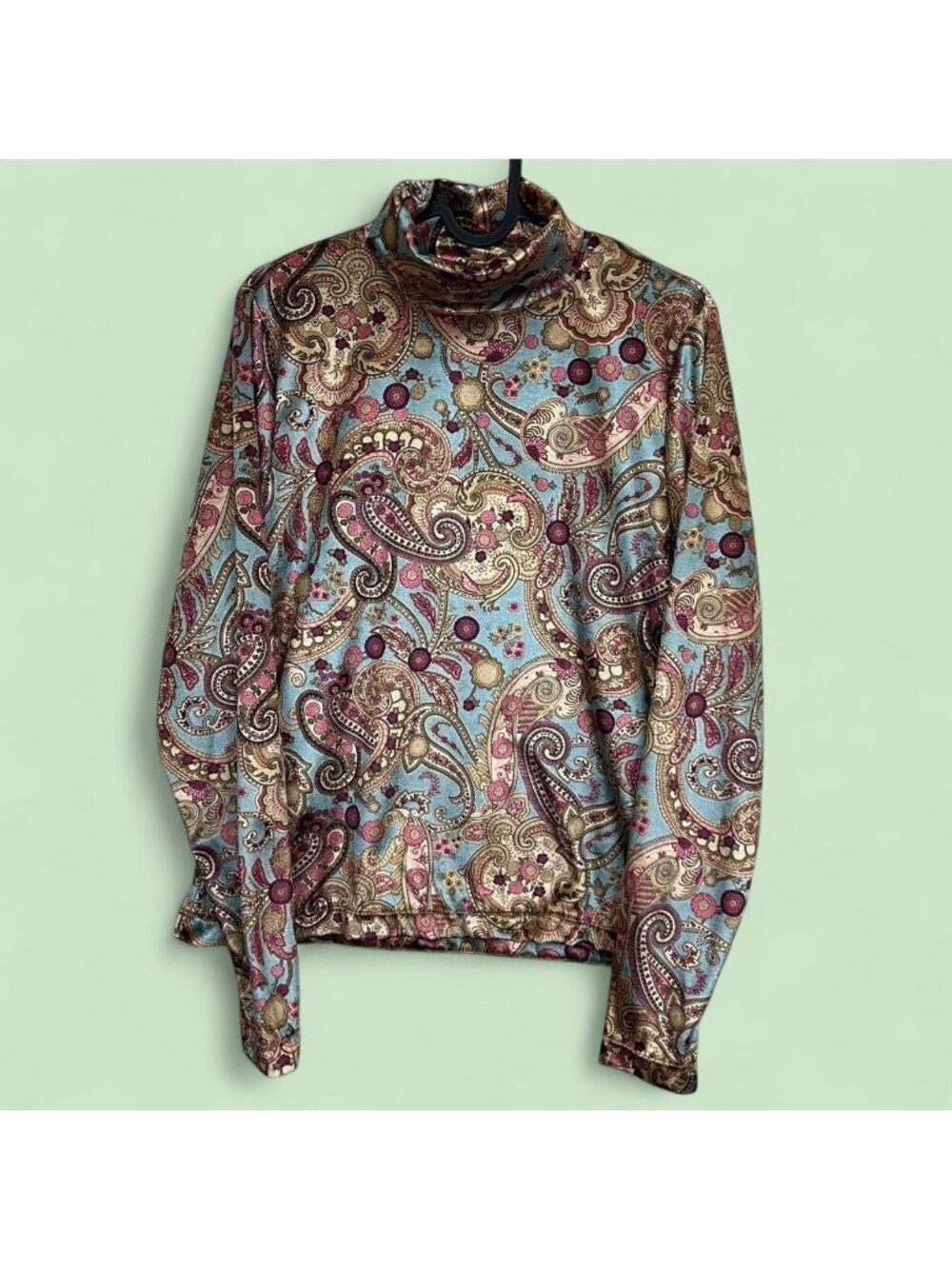 vintage 90s paisley boho whimsical whimsy velvet turtleneck